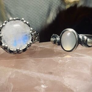 Elegant 925 Silver Moonstone Ring Set